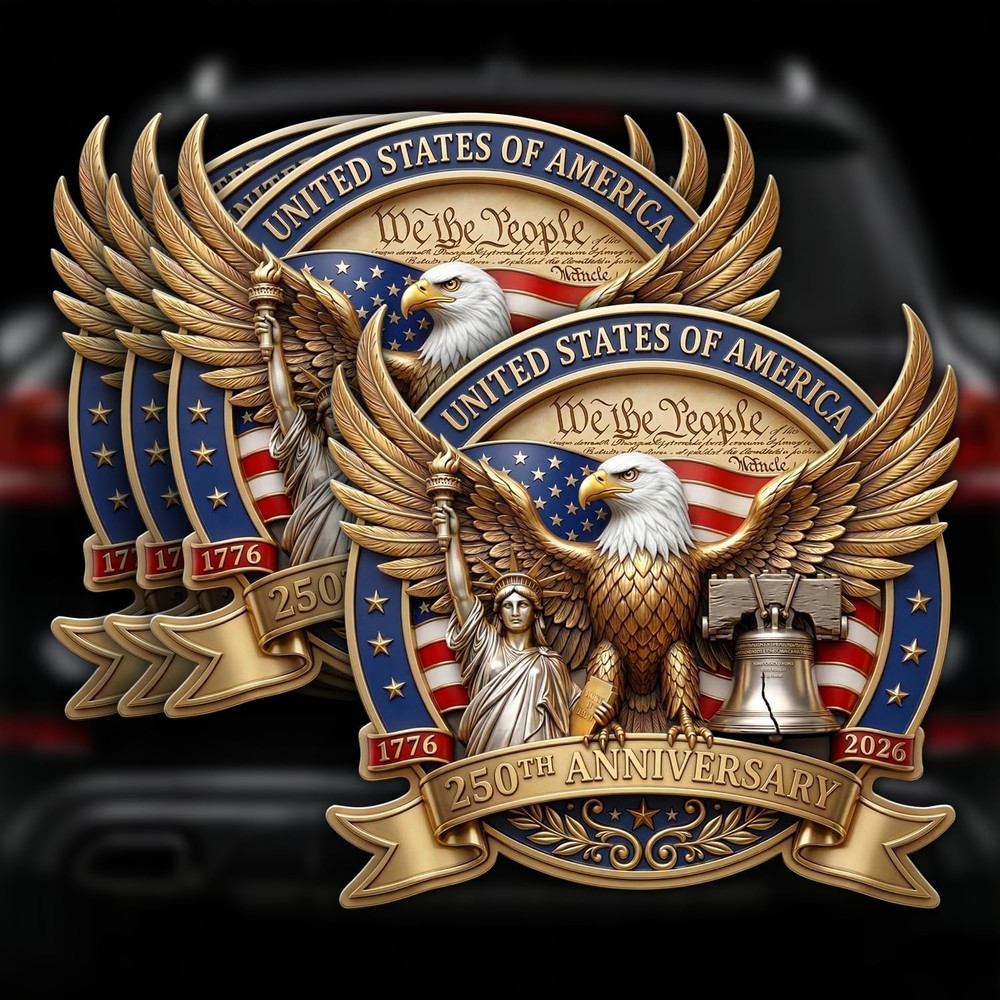 USA 250Th Anniversary Stickers 4 Pcs, American 250 1776-2026 Patriotic