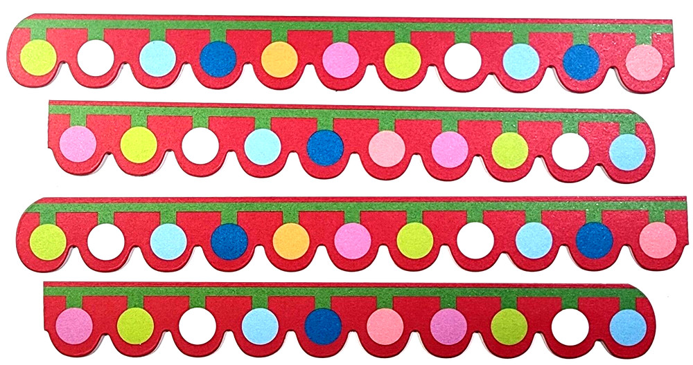 Christmas House String Lights Stickers 4pc 6″ Red Holiday Scrapbook Craft Border