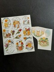 Vtg Easter CUTE BABY ANIMALS Quotes Spring Theme Sticker Lot Ephemera Scrapbook