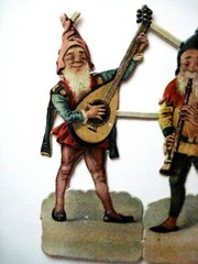 Fantastic 1800’s Vintage Die Cut of Old Men Playing Instruments-Germany-L&B (A)*
