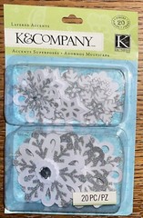 K&Company Very Merry Snowflakes Layered Accents Glitter Silver & White Scrapbook