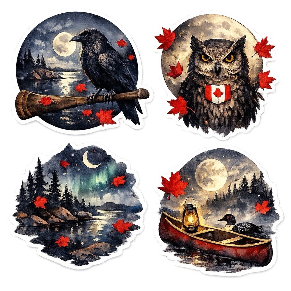 Canadian Touch Of Goth Sticker Pack 4 Darkly Canada-Themed Vinyl Stickers