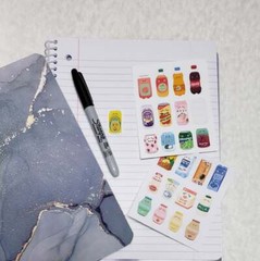 Cute Asian Drinks Sticker Sheets Set | Journal Planner Laptop Sticker | Kawaii