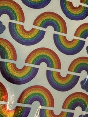 Stickopotamus VINTAGE Binder Stickers Sheet Rainbows and Clouds Metallic NIP