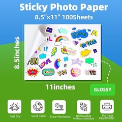 100 Sheets Printable Glossy Sticker Paper – Self-Adhesive for Crafting Needs