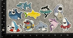 Lot of 10 Assorted Shark Cartoon Stickers