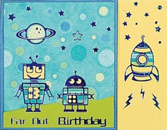 Blue ROBOTS & ROCKETSHIPS DAZZLES Stickers Space Scrapbooking Card Making 1907
