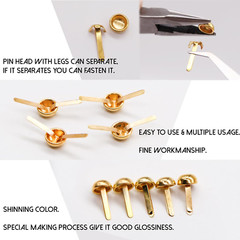 300Pcs Brass Fasteners round Head Brass Plated Fasteners Scrapbooking Brads (1/2