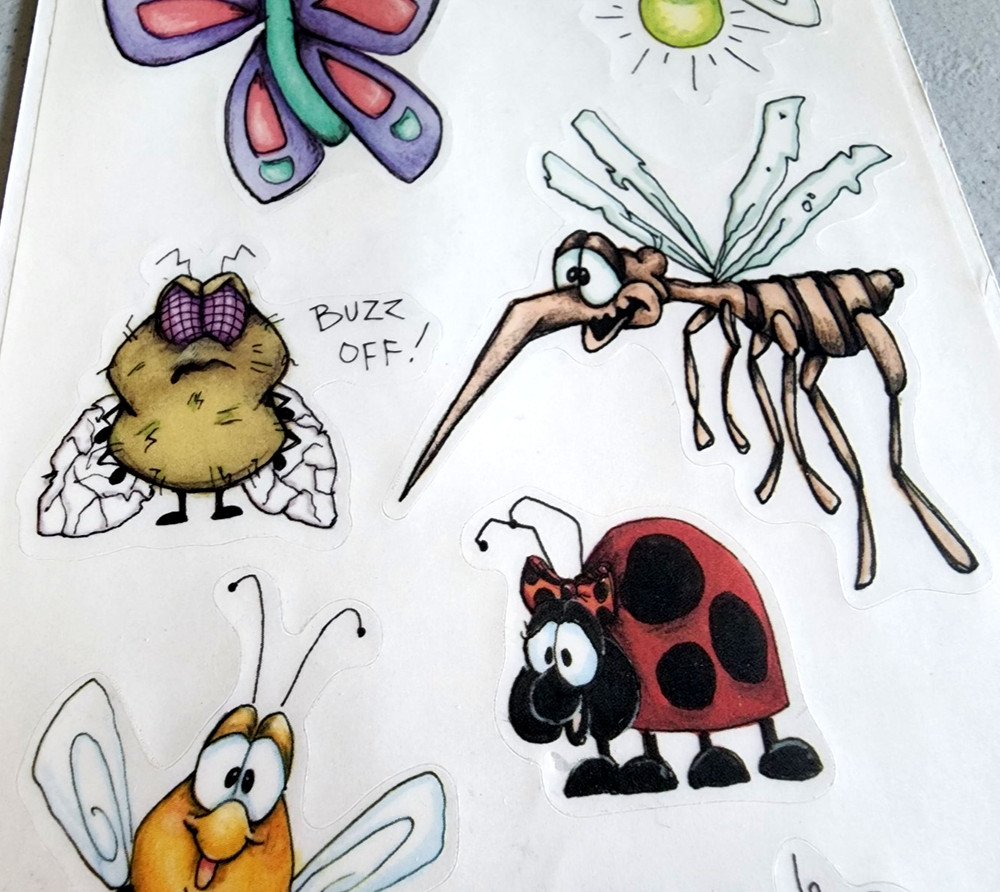 SEI Bugs Whimsical Clear Stickers Ladybug Butterfly Bee 2003 NOS Scrapbooking