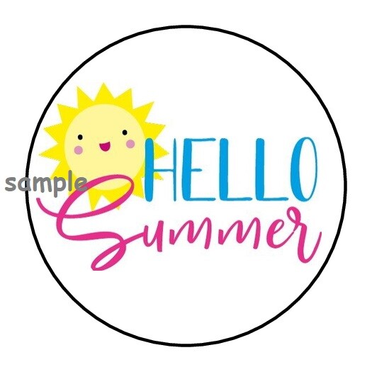 30 CUTE HELLO SUMMER ENVELOPE SEALS LABELS STICKERS 1.5″ ROUND GIFTS SUNSHINE
