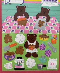 Vintage Sandylion Baking Bears Maxi Activity Sticker Sheet