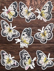 Black and White Butterfly Vinyl Stickers Set Scrapbooking Laptop Water Bottle