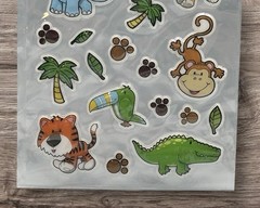 Vintage Busy Kids Camp Zoo Safari Jungle Animals Puffy Stickers NEW