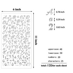810pcs Glitter Cursive Alphabet Letter and Number Stickers Self Adhesive Scri…