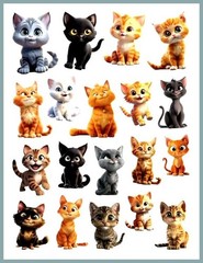 19 CUTE VINYL KITTEN KITTY CAT SEALS STICKERS 7 7/8″X 5.75″ SHEET #1B