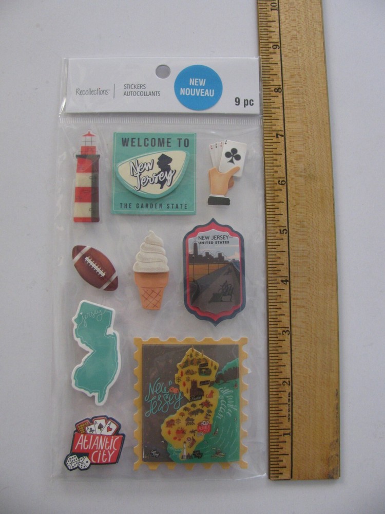 Recollections Stickers NEW JERSEY Atlantic City 9 Pieces NIP