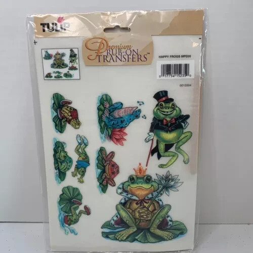 Vintage Tulip Premium Rub-On Transfers Happy Frogs MPD35 New Sealed