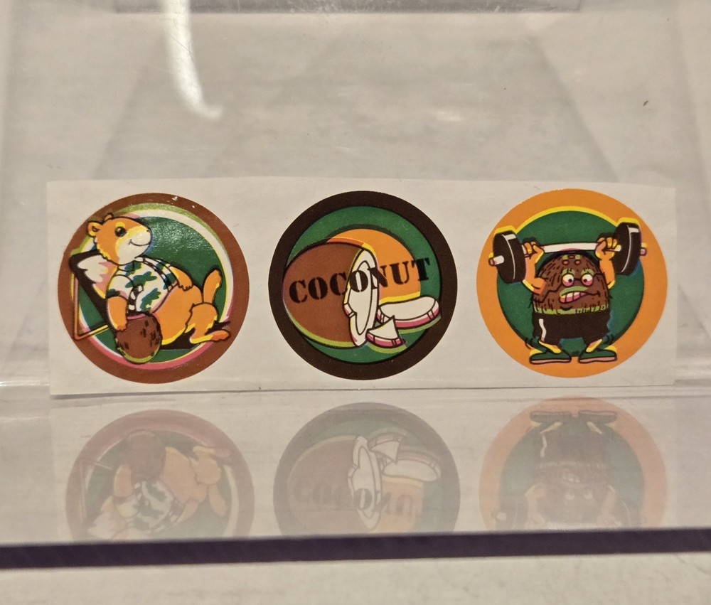 Vintage 80’s CTP Coconut Scratch n Sniff Sniffys Stickers Strip Squirrel Sheet