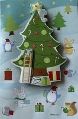 LIGHTED CHRISTMAS TREES SCENE Stickers (17pc)AGC•Penguin￼•Animal•Decorating•Star