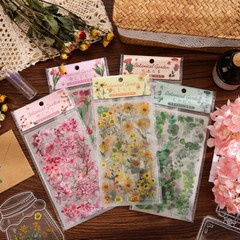 6Pcs Natural Journal Stickers PET Sticker Paper Scrapbooking Material Scrapbook