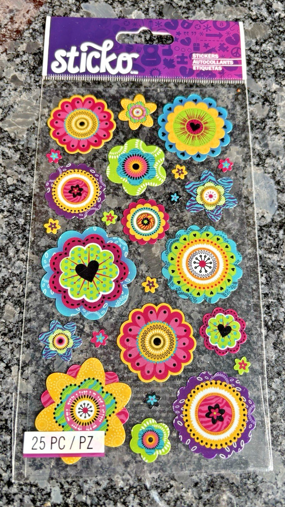 LARGE 3 X 6″ STICKOPOTAMUS STICKERS: GRAPHIC FLOWERS *