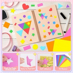 3240Pcs Colorful Foam Shape Stickers – Heart, Star, Circle for DIY Crafts & Scra