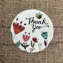 48 THANK YOU Round Stickers Flowers Multi-Color Gift Stickers 1” 6 Designs