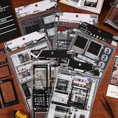 Black & White Vintage Filmstrip Scrapbook Stickers – Aesthetic