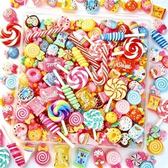 120Pcs Mixed Colors Cute Candy Slime Charms, 0.6–1.2 inches,