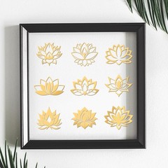 OLYCRAFT 1.6″ Golden Lotus Metal Stickers 9Pcs