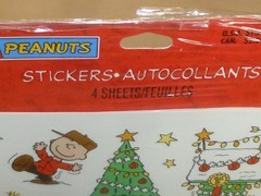 2 Peanuts Snoopy Woodstock Charlie Brown Christmas Stickers Heartline reusable