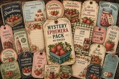Vintage Strawberry Mystery Ephemera Pack | 40 Printed Farmhouse Paper Pieces