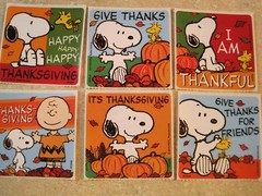 6 LARGE * SNOOPY PEANUTS STICKERS * THANKSGIVING PUMPKINS TURKEY DAY* SCRAPBOOK