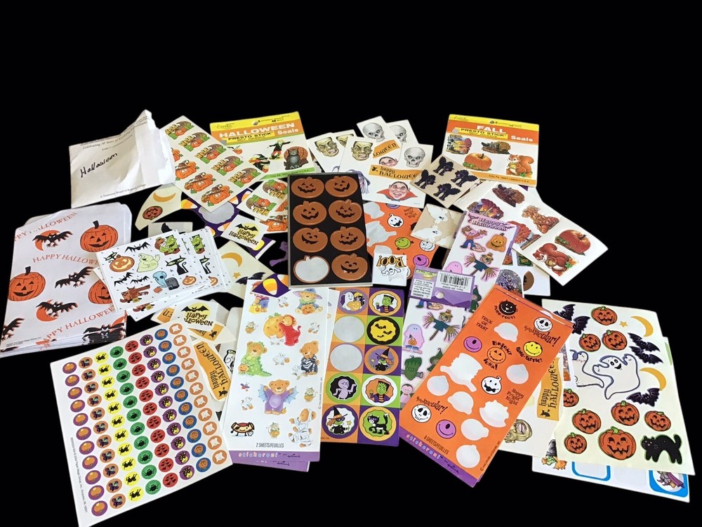 Lot of Vintage Halloween Stickers – Eureka Hallmark AGC Sandylion Partial Pages