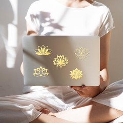 OLYCRAFT 1.6″ Golden Lotus Metal Stickers 9Pcs