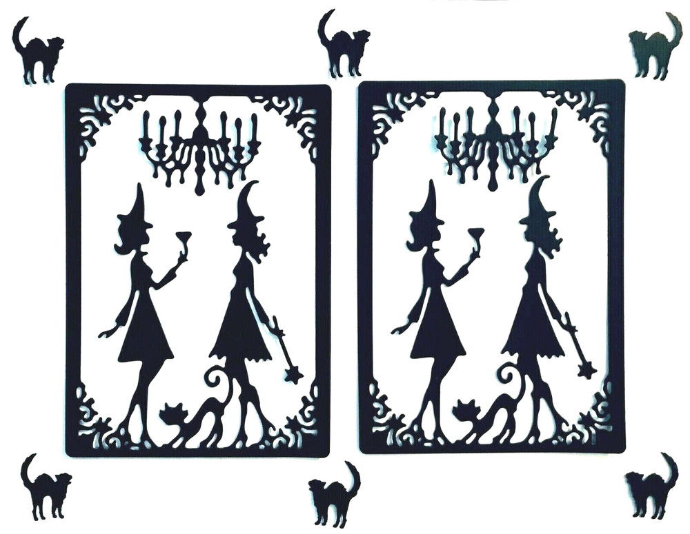 FANCY! WITCH/ WITCHES HALLOWEEN COSTUME PARTY FRAME SILHOUETTE DIE CUT/ CUTS