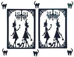 FANCY! WITCH/ WITCHES HALLOWEEN COSTUME PARTY FRAME SILHOUETTE DIE CUT/ CUTS