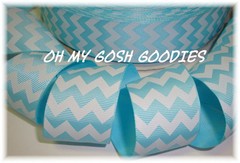 1.5 EASTER AQUA WHITE CHEVRON ZIG ZAG STRIPE PRINCESS GROSGRAIN RIBBON 4 HAIRBOW