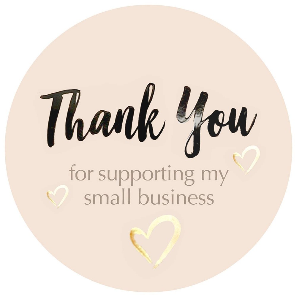EasyKart 4000 Thank You Stickers 1.5″ Round Gold Foil Pastel Peach