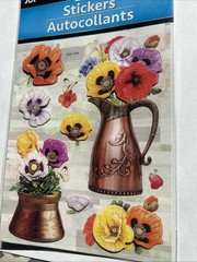 Jot Pop-Up Stickers Pansy Floral Copper Pitcher Butterfly Glitter Flowers NEW
