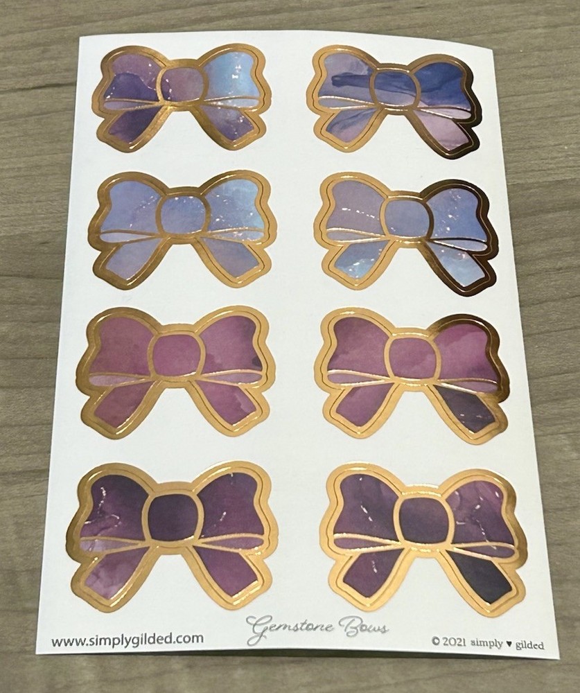 NEW Simply Gilded Gemstone Bows 💎 Sticker Sheet SG 2021 Stickers