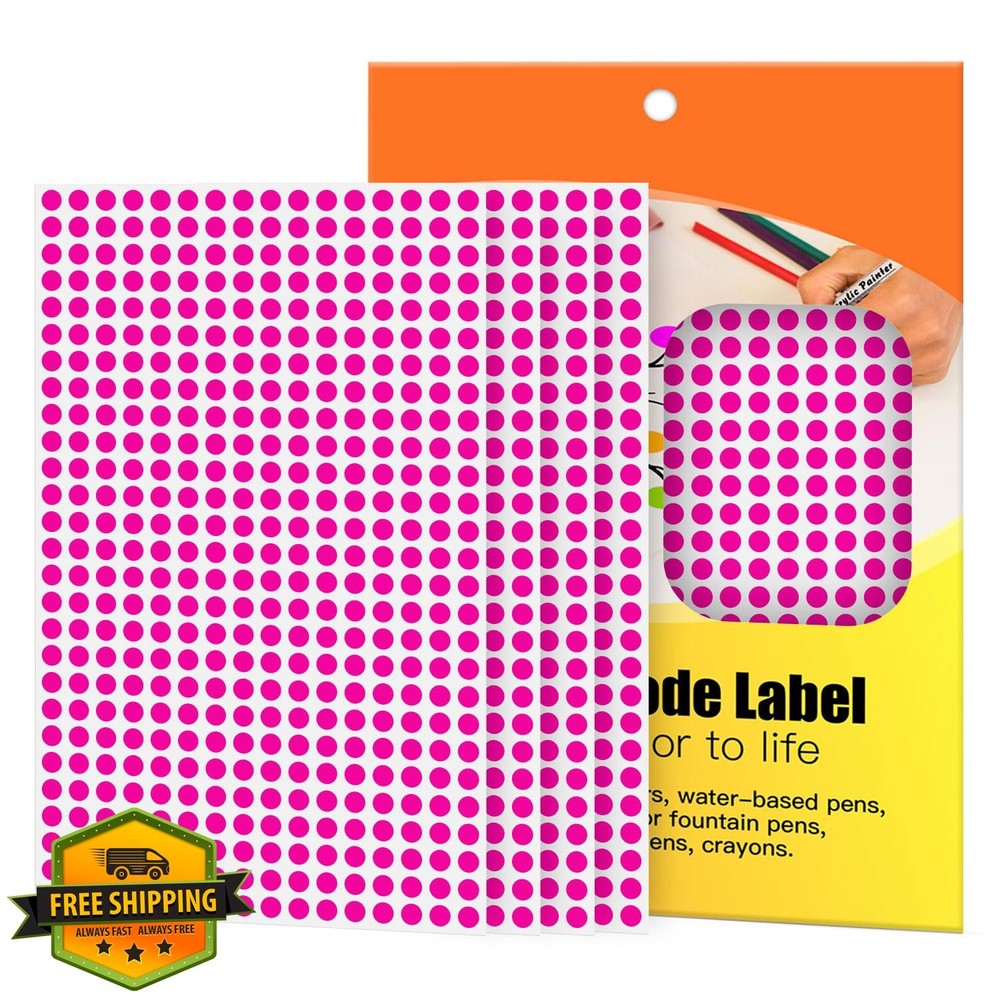 WANSTE Fluorescent Pink Color Coding Stickers 4200PCS