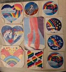 Vintage Lot of Lisa Frank 1980s Stickers Unicorns Rainbow Hearts Ballet Balloons