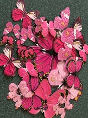 ADHESIVE LARGE COLORFUL PINK COLORS BUTTERFLY SHAPE MULTI-SIZE BUTTERFLIES