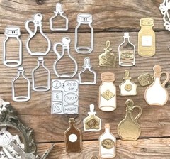 Mini Bottles & Labels Die Cut Potions Card Making Cutting Dies Halloween Bottle