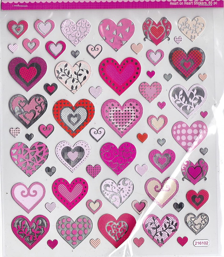 Valentine Heart on Heart Foil Heart Stickers