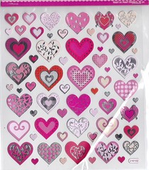 Valentine Heart on Heart Foil Heart Stickers