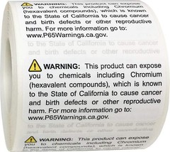 California Proposition 65 Exposure to Chromium Warning Labels 1 x 2 inch 500 …