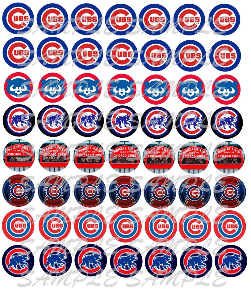 SET of 100- 1″ PRECUT «CHICAGO CUBS» Bottle cap images. We cut for you!!