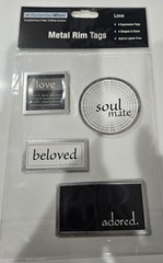 Colorbok 4PC Acetate Metal Rim Tags ~ LOVE soulmate beloved Scrapbooking Craft